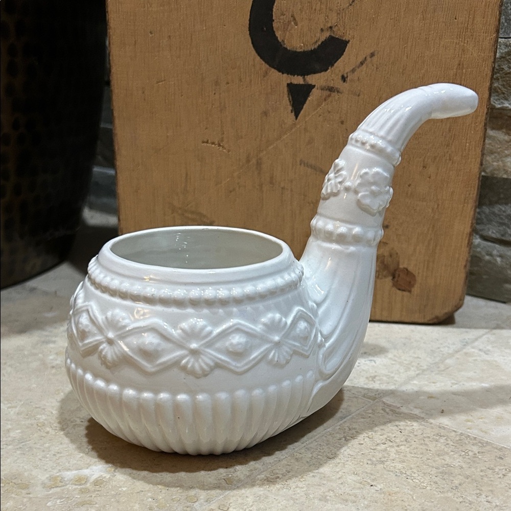 Vintage Ceramic Tobacco Pipe Shaped Planter